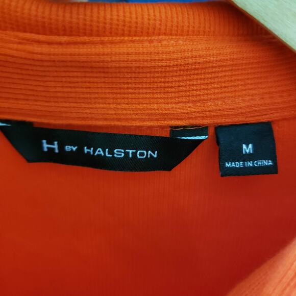 H by Halston Button Down Shirt Top Long Sleeve Tangerine Casual Ribbed - M - Picture 7 of 8